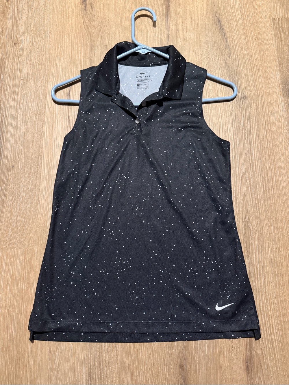 Nike Black Sleeveless Polo with White Speckles Size XS